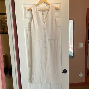 Abercrombie & Fitch Cream Sleeveless Midi Dress